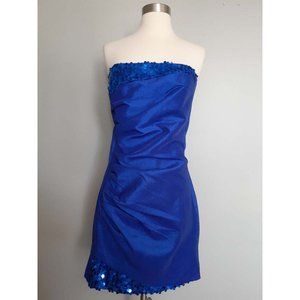 Jessica McClintock Blue Sequin Strapless Dress
